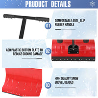 Pala da neve Garvee con ruote, lama in acciaio da 29,1" x 19,3", angolo e altezza regolabili, impugnatura ergonomica, ruote in gomma da 9" per vialetti e marciapiedi