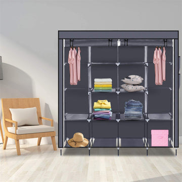 Armadio portatile Garvee con tessuto non tessuto e strati impermeabili per camera da letto, 66x17x66 pollici, grigio