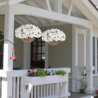 Garvee Set di fiori di bouganville artificiali con cesto marrone per giardino e terrazza, 12 pezzi, resistenti ai raggi UV, resistenti alle intemperie, bianchi e verdi