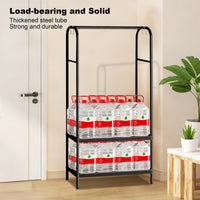 Appendiabiti Garvee in metallo nero, resistente, con ripiani doppi indipendenti, 6 ganci, piedini in gomma, per camera da letto, ufficio, soggiorno