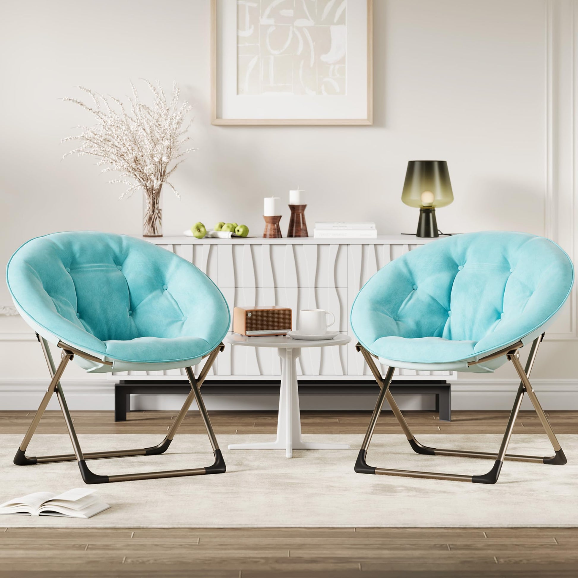 Sedia a dondolo Garvee in pelliccia sintetica, pieghevole, per camera da letto e soggiorno, in peluche oversize