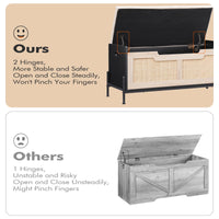 Panca portaoggetti in rattan Garvee da 39,4" con cuscino per seduta, 2 cerniere di sicurezza, cassapanca portaoggetti, scarpiera, rovere e nero per soggiorno e corridoio