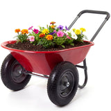 Garvee Carrello Da Giardino A Doppia Ruota, Capacità 4 Piedi Cubi, Portata 600 lb, Rosso, Per Giardino E Cortile - Red