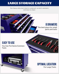 Carrello portautensili Garvee a 8 cassetti con cassetta portautensili staccabile 2 in 1, acciaio, officina e garage, bloccabile, con ruota, ammortizzante