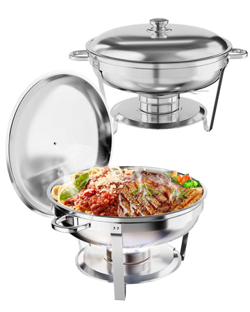 Garvee 5QT Chafing Dish Buffet Set in acciaio inox, confezione da 2 - Piatti da catering per il mantenimento della temperatura - Scaldavivande per feste ed eventi