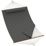 Garvee Amaca da Esterno per 2 Persone con Telaio Regolabile in Acciaio, Cordone di Cotone e Cuscino in Poliestere, 2-in-1 per Giardino e Spiaggia, Grigio Scuro - Dark Gray