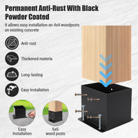 Staffa per terrazza Garvee 6x6 con base per palo e rivestimento a polvere, acciaio, base per interni, resistente alle intemperie per recinzioni, pergolati, terrazze, kit di montaggio da 8 pezzi