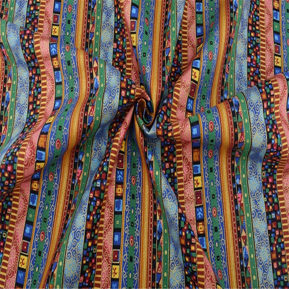 Garvee Set di 5 tessuti in cotone stampato con motivo etnico per patchwork fai da te e cucito, 25x20 cm, versatili, morbidi e traspiranti