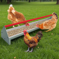 Mangiatoia per polli Garvee da 45 pollici, contenitore per mangime in acciaio zincato, grande, barra trasversale girevole, antiruggine, con scarico per polli e anatre all'aperto