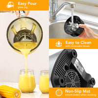 Robot da cucina Garvee da 800 W con contenitore in vetro da 1,75 l senza BPA, 6 lame in acciaio inox, 5 impostazioni di velocità, silenzioso, nero