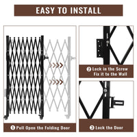 Garvee Cancello di sicurezza pieghevole singolo in acciaio con ruote per giardino e vialetto 50"H x 43"W Resistente alle intemperie