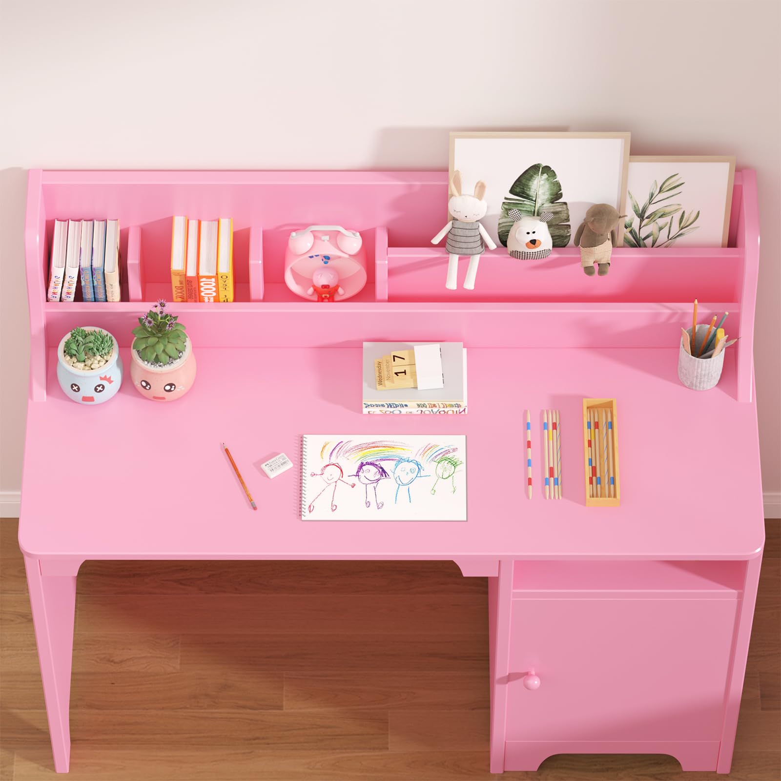 Scrivania per bambini Garvee con sedia, in legno, ergonomica e stabile, per cameretta/studio, dai 3 ai 12 anni