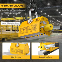 Sollevatore magnetico Garvee da 1320 libbre, magnete per impieghi gravosi con fattore di sicurezza 2,5 per industria e officina, permanente, piastre in acciaio, barre tonde