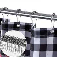 GARVEE Tenda da doccia natalizia in stile retrò con motivo floreale a quadri, lavabile, 89x183 cm, nero e bianco