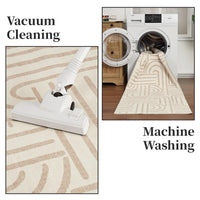 Tappeto per soggiorno Garvee 200x290, lavabile, a pelo corto, beige, per soggiorno, camera da letto, sala da pranzo, antiscivolo