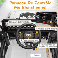 Garvee 12V Auto elettrica per bambini bianca con LED, suono, Bluetooth per centri commerciali, cortili e parchi giochi