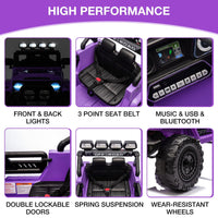 Garvee 12V Auto elettrica per bambini viola con luci a LED Bluetooth per corse di macchinine e feste di gioco per bambini