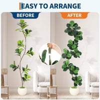 Albero di fico artificiale Garvee a foglia di violino da 7 piedi con vaso bianco, foglie realistiche, resistente alle intemperie per casa e ufficio