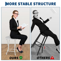 Sgabello/sedia pieghevole Garvee con maniglia, capacità di carico di 600 libbre, piedini antiscivolo, struttura in acciaio per campeggio e cucina, leggero e compatto, nero