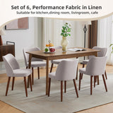 Garvee Sedie da Pranzo Moderne Imbottite 2 Pezzi con Schienale Ergonomico e Gambe in Legno di Gomma, Tessuto Lino Grigio, Design Scandinavo per Sala da Pranzo, Soggiorno, Ristorante - Light Grey