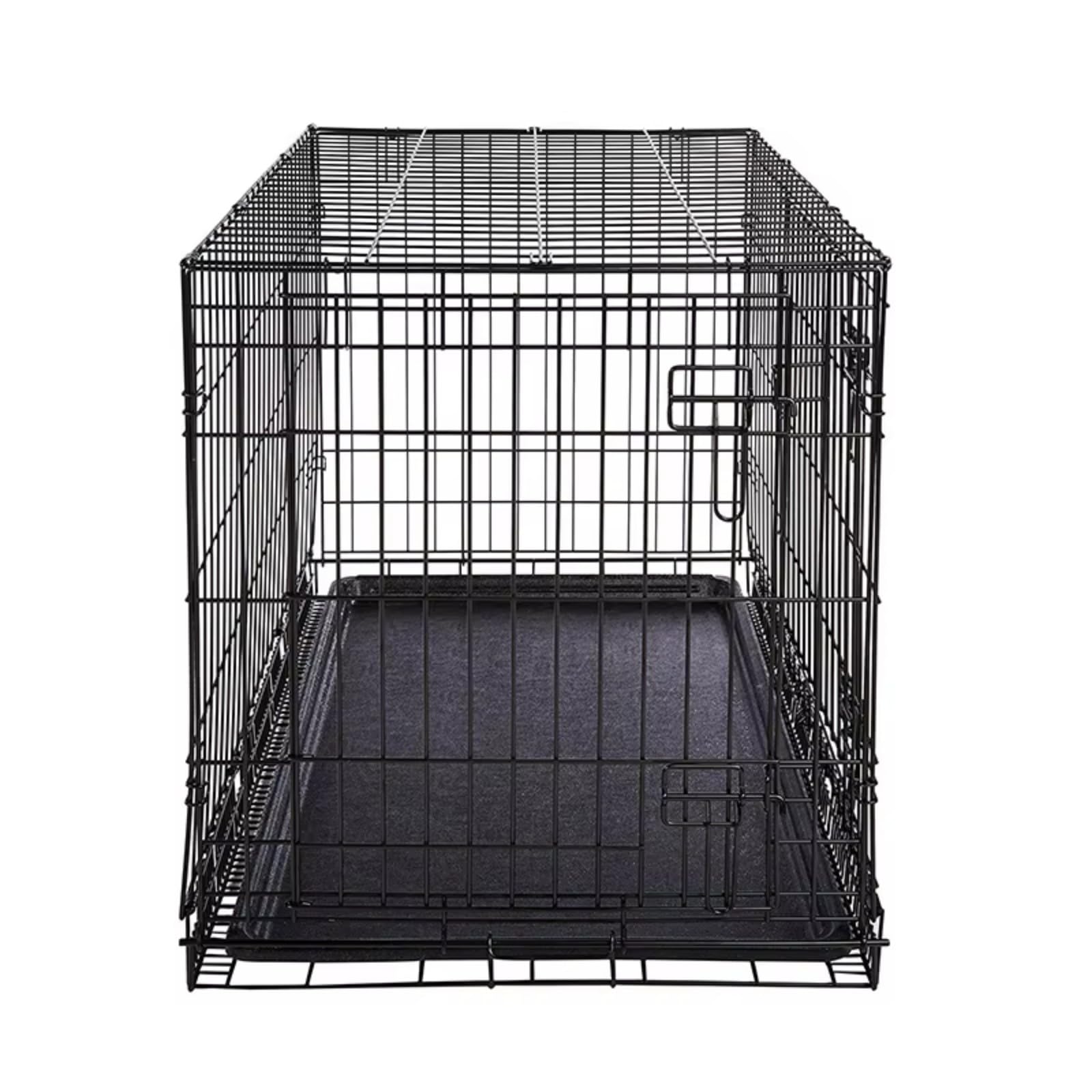 Garvee Trasportino per cani da 48 pollici con cassetto, pieghevole, tubo in acciaio, doppia porta, portatile per piccoli animali domestici, viaggi e casa, 48"x30"x32", nero