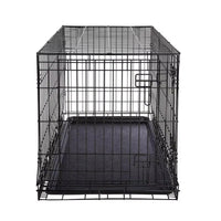 Garvee Trasportino per cani da 48 pollici con cassetto, pieghevole, tubo in acciaio, doppia porta, portatile per piccoli animali domestici, viaggi e casa, 48"x30"x32", nero