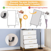 Cassettiera Garvee per camera da letto, 4 cassetti, moderna, maniglie in metallo, legno MDF, bianco, robusta, ampio spazio per l'archiviazione, per ufficio o soggiorno