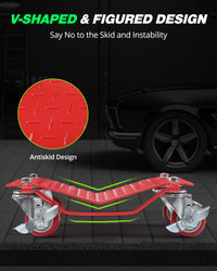 Garvee Auto Dolly Set 2x - Capacità 3000 libbre, Acciaio al Carbonio, Antiscivolo, Ruote 360° 16"x13" Rosso | Perfetto per Festa del Papà in Officina e Garage
