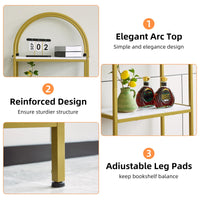 Libreria Garvee a 4 ripiani con arco, struttura in metallo, robusta per soggiorno e ufficio, 72x24x12 pollici, design moderno