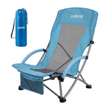 Garvee Strandstuhl Klappbar Leicht Stahlrahmen Hoher Rückenlehne Gepolsterte Armlehnen Blau Für Camping Und Reisen 150kg Belastbar - Blau