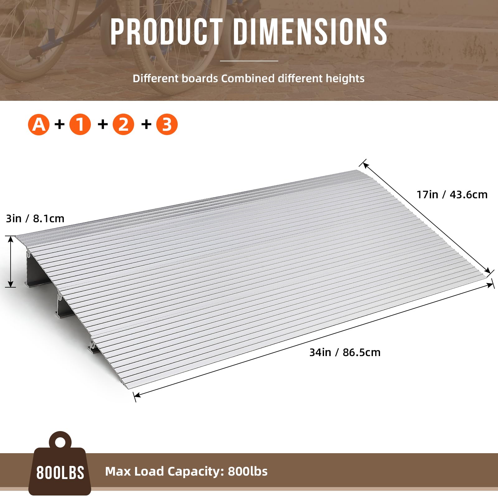 Rampa per soglia porta Garvee da 3 pollici, regolabile, portatile, in alluminio, per sedie a rotelle e passeggini, 7,87 pollici, antiscivolo