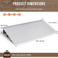 Rampa per soglia porta Garvee da 3 pollici, regolabile, portatile, in alluminio, per sedie a rotelle e passeggini, 7,87 pollici, antiscivolo