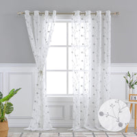 Garvee Klassische Transparente Vorhangpaneele Mit Geometrischem Muster Für Wohnzimmer Und Schlafzimmer, 132x228 cm, Grau