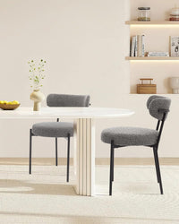 Set 2 sedute per Pranzo Garvee Mid Century Bouclé Viol e shinale regolabi Viol in metallo in schiuma ad alta densità Ergonomiche per sala da Pranzo Nero