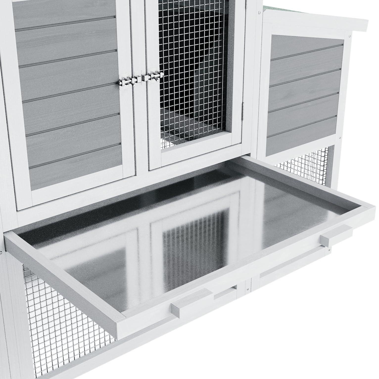 Pollaio Garvee grande con recinto, tetto in asfalto resistente alle intemperie, vassoio scorrevole, nido, legno di abete rosso per 4-6 polli, area esterna