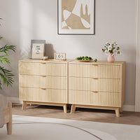 Cassettiera Garvee a 3 cassetti, design scanalato in stile moderno di metà secolo, MDF e legno massello, antiribaltamento, camera da letto, soggiorno, 31,49" L 30,94" A