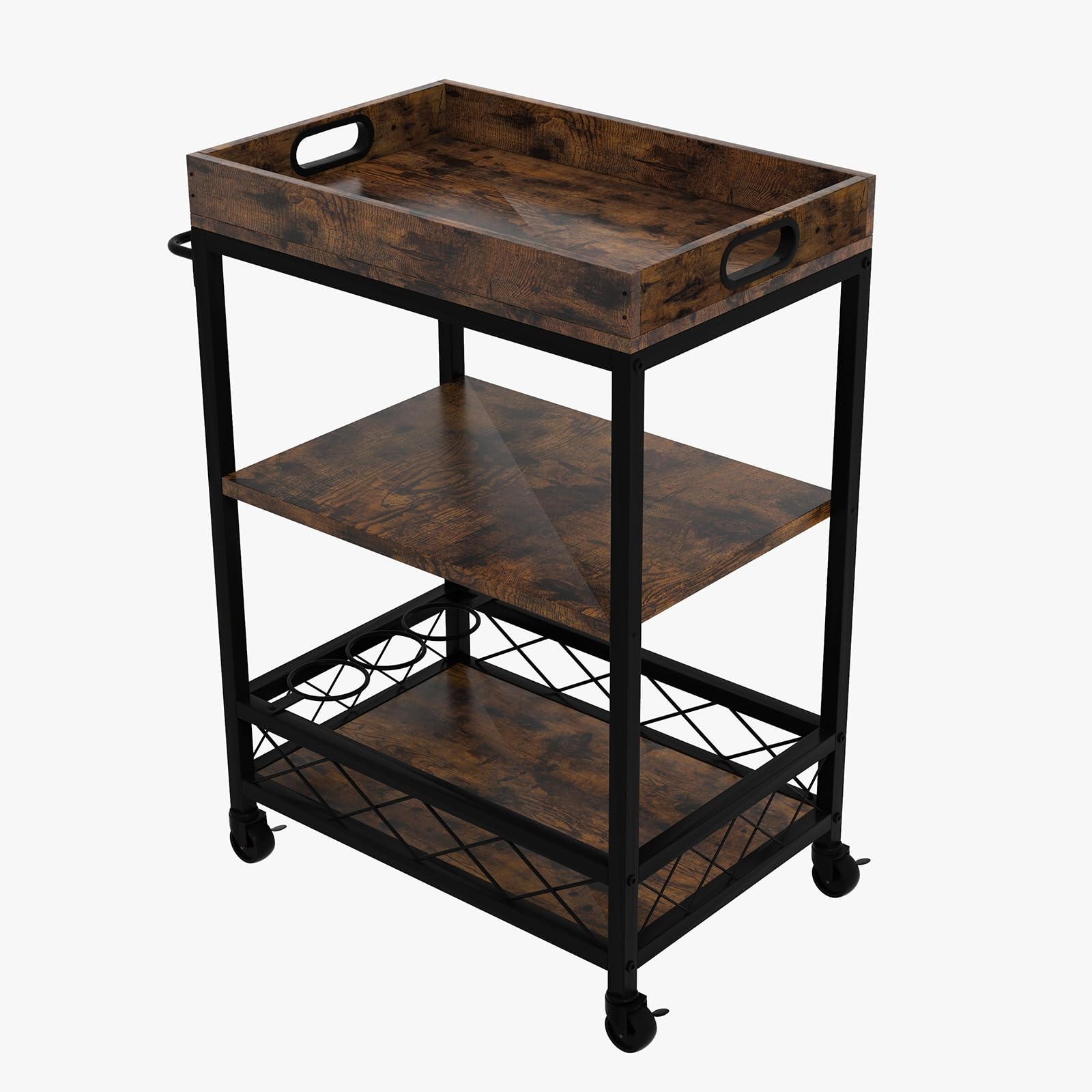 Carrello da portata vintage GARVEE con vassoio rimovibile per la cucina, carrello da cucina con ruote bloccabile per bancone da cucina, tavolino laterale in stile industriale
