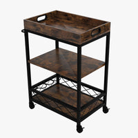 Carrello da portata vintage GARVEE con vassoio rimovibile per la cucina, carrello da cucina con ruote bloccabile per bancone da cucina, tavolino laterale in stile industriale