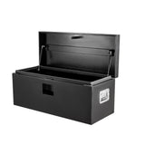 Cassetta portautensili per camion in acciaio nero Garvee da 91.44 cm, robusta struttura in acciaio calibro 12, resistente alle intemperie, scatola per timone di rimorchio, versatile - Nero - Hhf