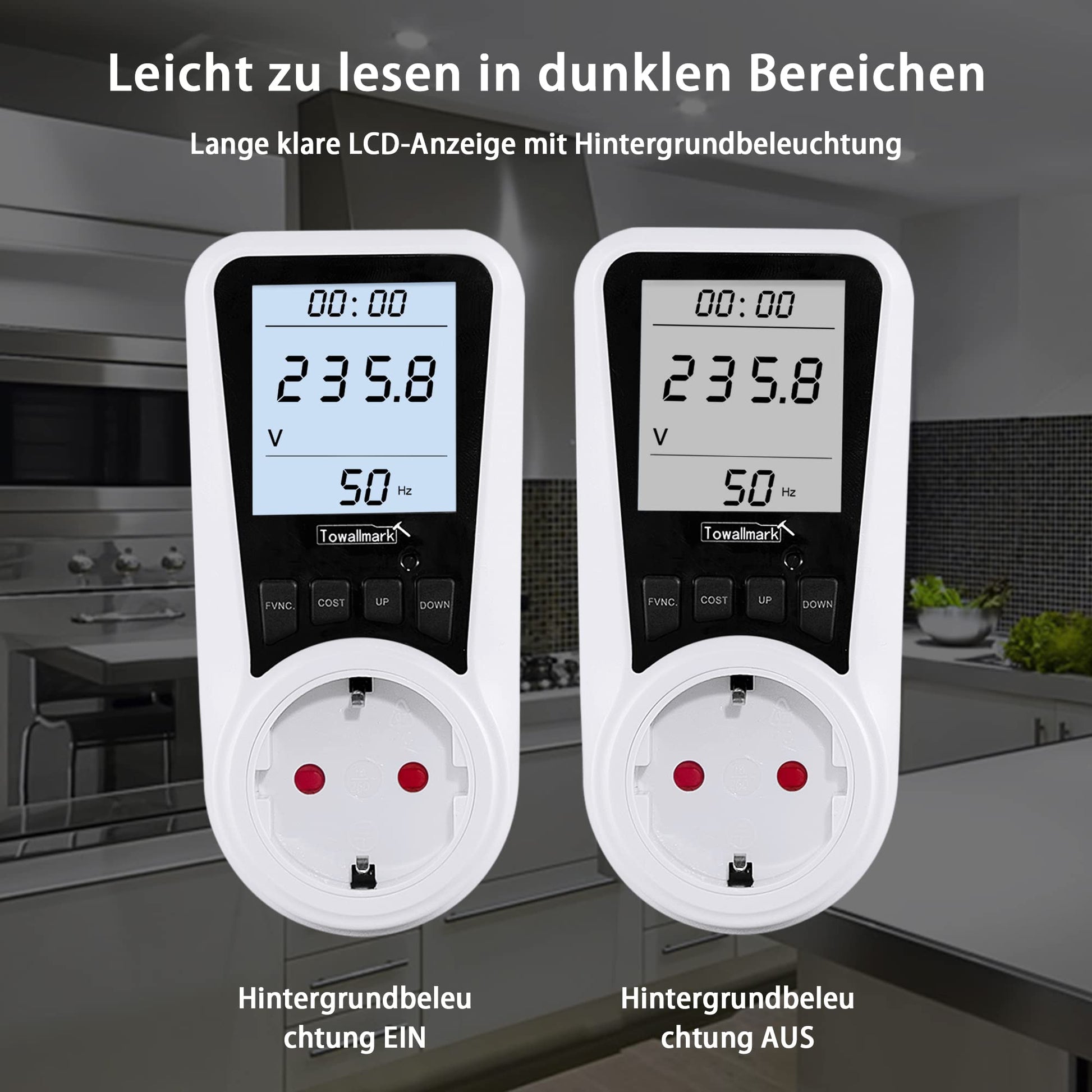 Misuratore Consumo Energetico Garvee LCD 3680W per Festa del Papà - Protezione Sovraccarico, Compatto, Display Illuminato