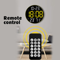 Orologio da parete digitale Garvee da 30 cm con data, settimana, visualizzazione della temperatura, giallo, elettronico per ufficio e casa