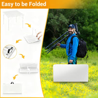 Tavolo quadrato pieghevole Garvee da 34" - Portatile, multifunzionale - Piano in plastica, struttura in metallo - Per campeggio, picnic, ufficio, feste - Bianco