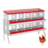 Garvee Cassa da Nidificazione Metallica Galvanizzata per Galline - 10 Compartimenti - Acciaio Resistente - Montaggio Versatile - Ideale per Fattorie - Rosso