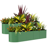 Garvee 2 Pezzi Letti Da Giardino Rialzati In Acciaio Zincato, Resistente Alla Ruggine, 244x122x61cm, Beige/Verde, Ideale Per Orto E Fiori - Verde