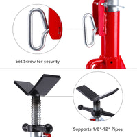 Martinetto per tubi con testa a V GARVEE, capacità 1/8"-12", altezza regolabile 28"-52", capacità di sollevamento 2500 LB, acciaio al carbonio per impieghi gravosi, pieghevole, portatile, martinetto in acciaio per officina