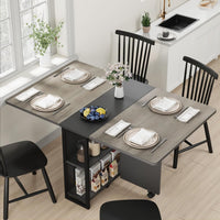 Tavolo da pranzo pieghevole Garvee Carlo Grey con 6 ruote e ripiano a 2 livelli per piccoli spazi 50,1"P x 31,4"L x 29,5"A