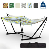 Garvee Amaca da Esterno per 2 Persone con Supporto Regolabile in Acciaio Resistente, Portatile, Giardino e Spiaggia, Capacità 204 kg - Light Blue And Green Stripes Design