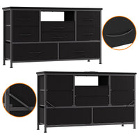 Mobile TV Garvee a 8 cassetti con illuminazione a LED e presa di corrente per soggiorno e camera da letto, in legno MDF, grande, leggero, gestione dei cavi