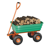 Garvee Carrello da Giardino Dump Cart Capacità 544 kg, 113 L, Pneumatici 25,4 cm No-Flat, Manico Regolabile 180°, Telaio in Acciaio, Resistente alle Intemperie, per Giardinaggio e Agricoltura