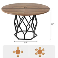 Tavolo da pranzo rotondo Garvee per 4-6 persone, 47 pollici, stile country moderno, base in metallo robusto, piano in legno, versatile per cucina e sala da pranzo